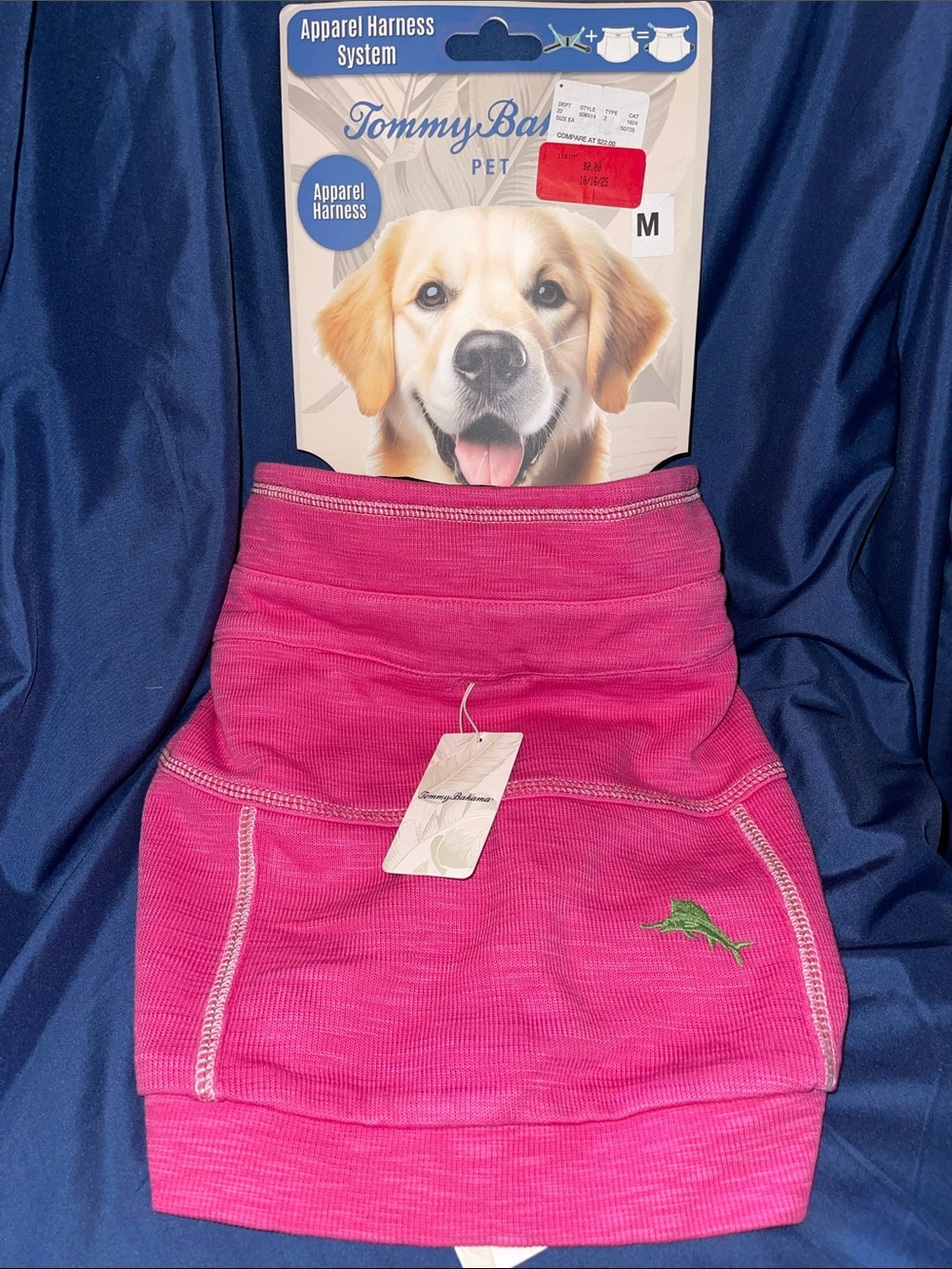 Tommy Bahama Pink Dog Jacket and Harness with Grey Marlin Accent